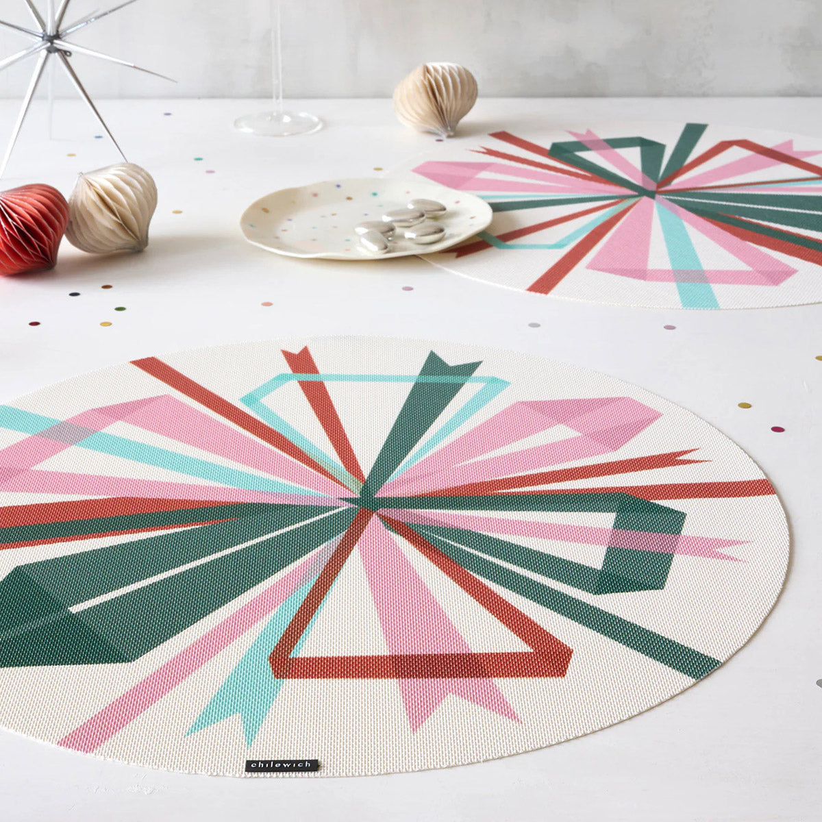 Bow Placemat by Chilewich, showing bow placemats in live shot.