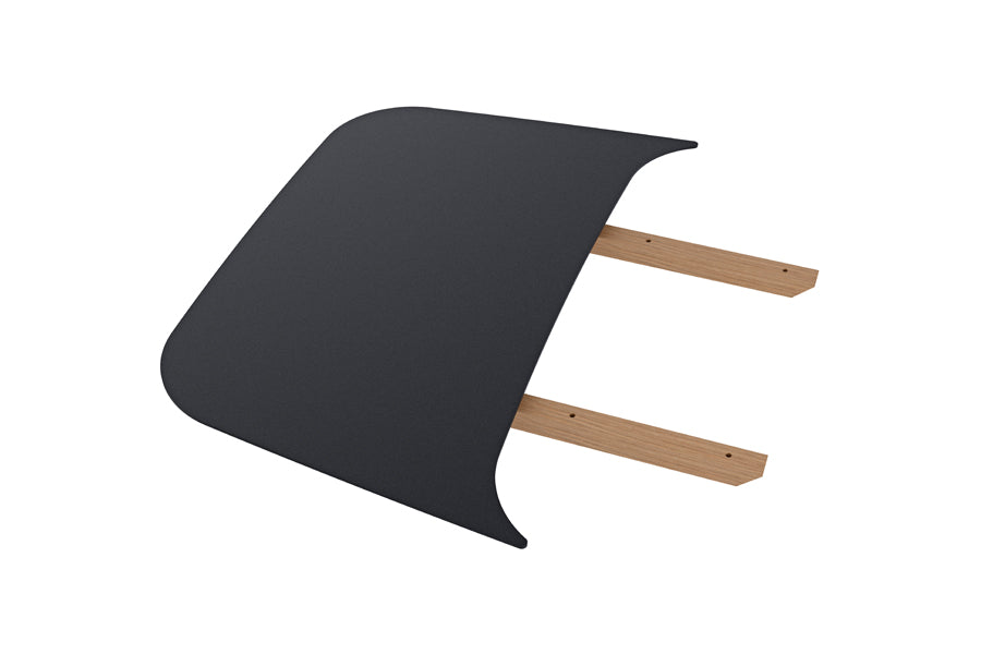BPS Holmen Table No. 201 by Bernh. Pedersen & Son, showing angle view of black powder coated mdf extension for bsp holmen table no. 201.