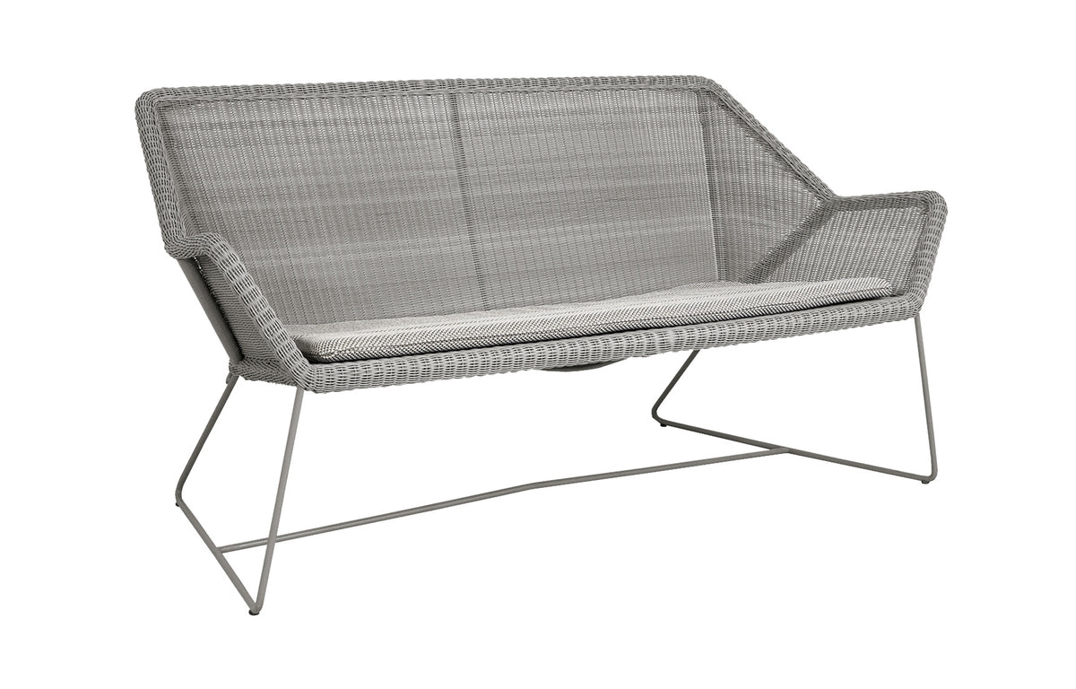 Breeze 2 Seater Lounge Sofa by Cane-Line - Taupe Fiber Weave, Light Grey Focus Cushion.