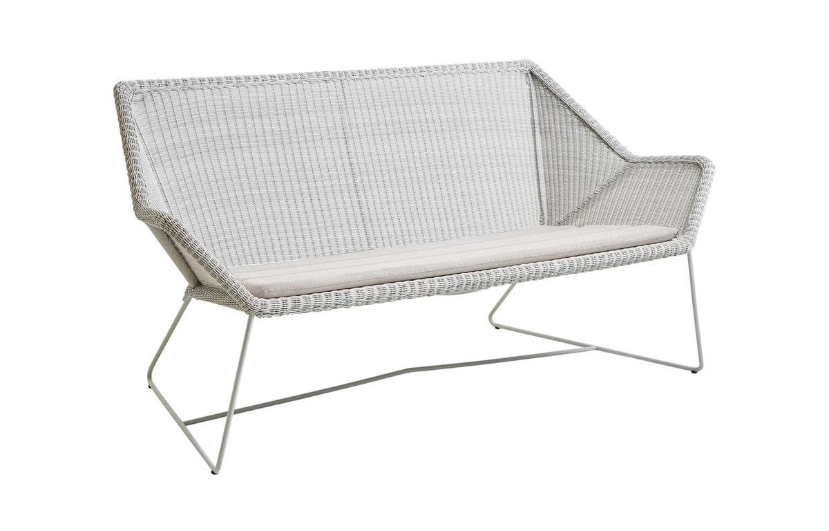 Breeze 2 Seater Lounge Sofa by Cane-Line - White Grey Fiber Weave *, Sand Natte Cushion.