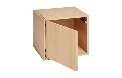Bricks Cube by Woud - White Pigmented Lacquered Oak Wood, Door Left, No Floor Base.