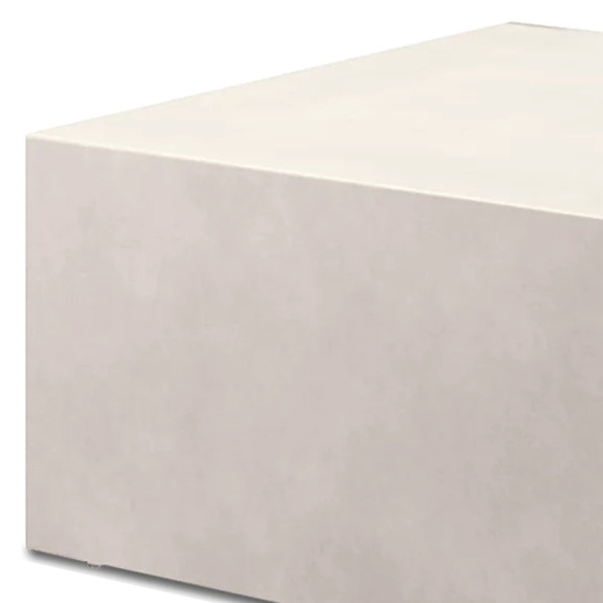 Brivan Outdoor Coffee Table by Viesso, showing closeup view of brivan outdoor coffee table in ivory powder-coated aluminum.
