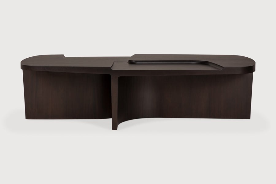Brutalist Coffee Table by Ethnicraft, showing front view of brutalist coffee table in studio shot.