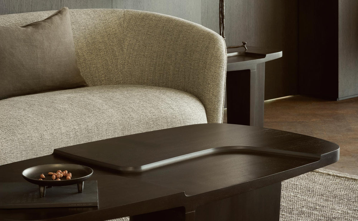 Brutalist Side Table by Ethnicraft, showing closeup view of brutalist side table in live shot.