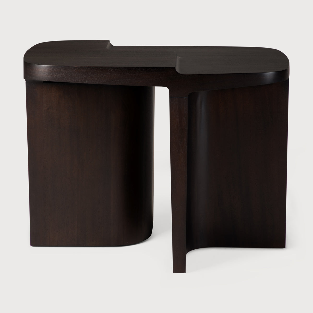Brutalist Side Table by Ethnicraft, showing front view of brutalist side table in studio shot.