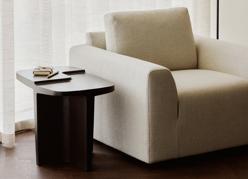 Brutalist Side Table by Ethnicraft, showing brutalist side table in live shot.