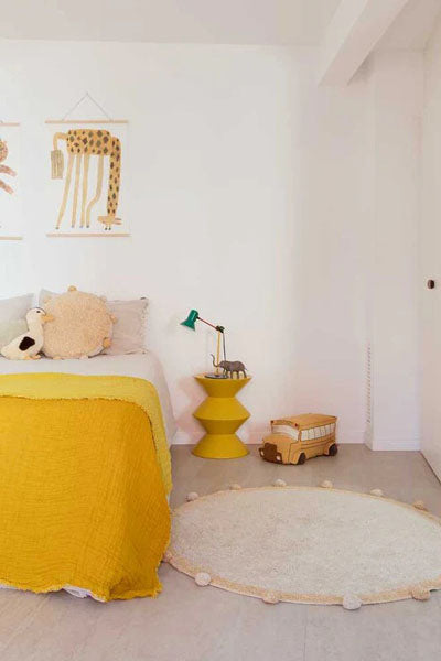Bubbly Washable Round Rug by Lorena Canals, showing bubbly washable round rug in live shot.