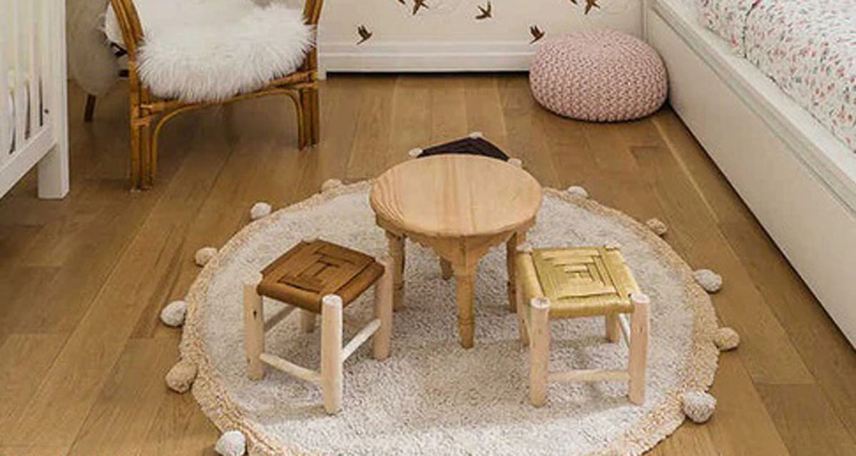 Bubbly Washable Round Rug by Lorena Canals, showing bubbly washable round rug in live shot.