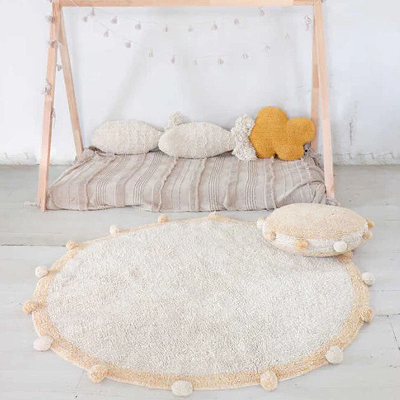 Bubbly Washable Round Rug by Lorena Canals, showing bubbly washable round rug in live shot.