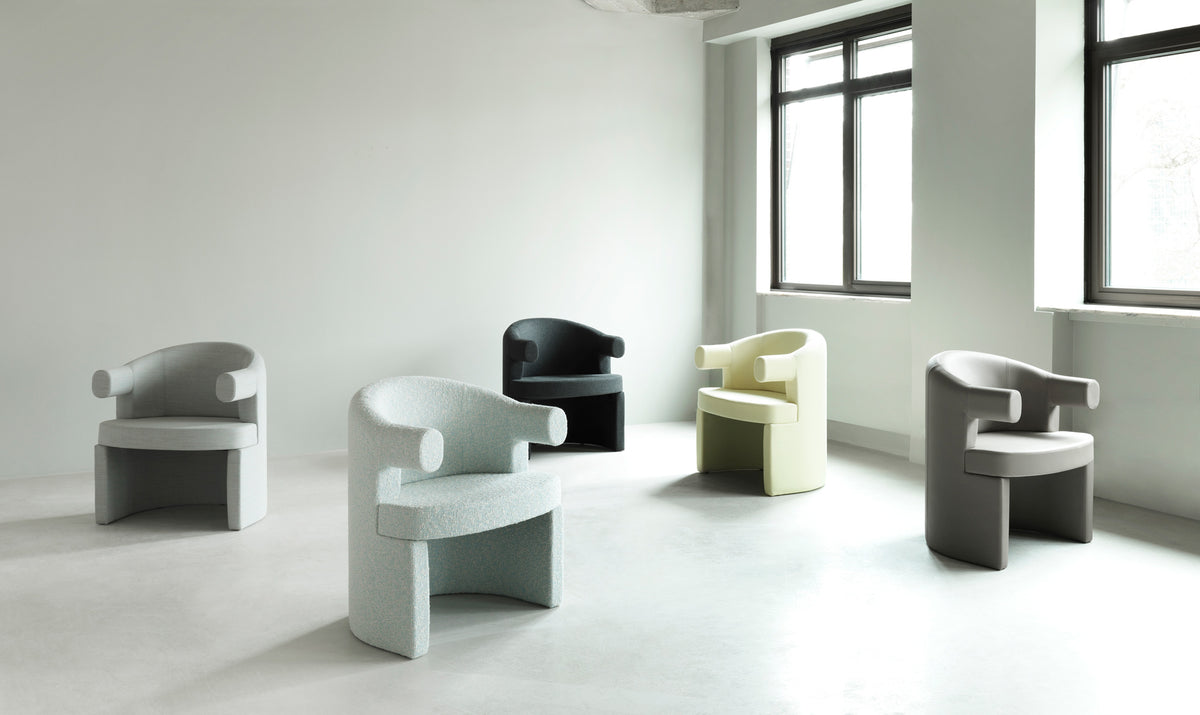Burra Chair by Normann Copenhagen, showing burra chairs in live shot.