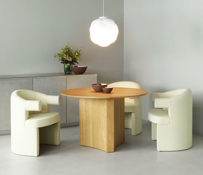 Burra Chair by Normann Copenhagen, showing burra chairs in live shot.