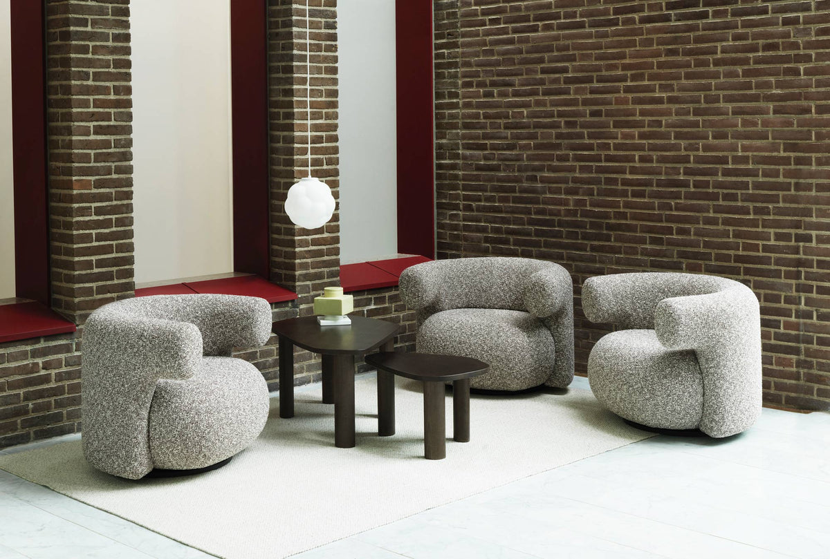 Burra Return Lounge Chair by Normann Copenhagen, showing burra return lounge chairs in live shot.