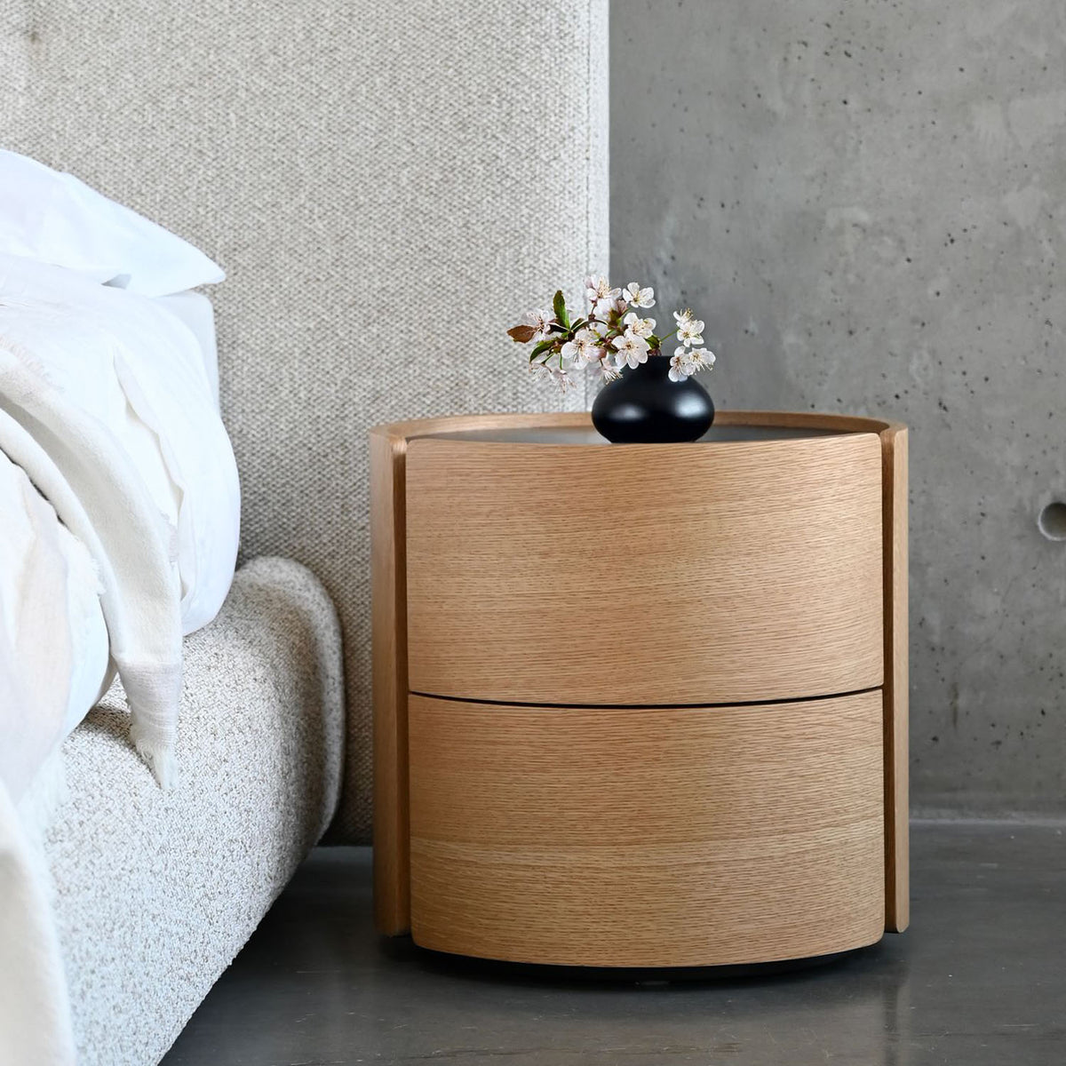 Burrow Night Table by Mobital, showing burrow night table in live shot.