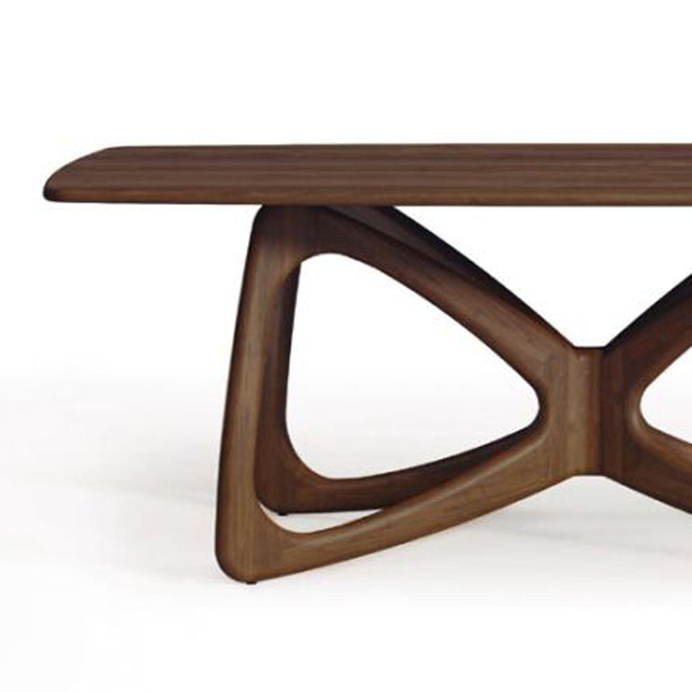 Butterfly Fixed Top Dining Table by Copeland Furniture, showing closeup view of butterfly fixed top dining table.