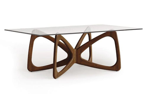 Butterfly Glass Top Dining Table by Copeland Furniture - Natural Walnut.