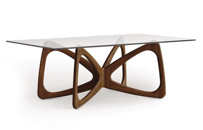 Butterfly Glass Top Dining Table by Copeland Furniture - Natural Walnut.