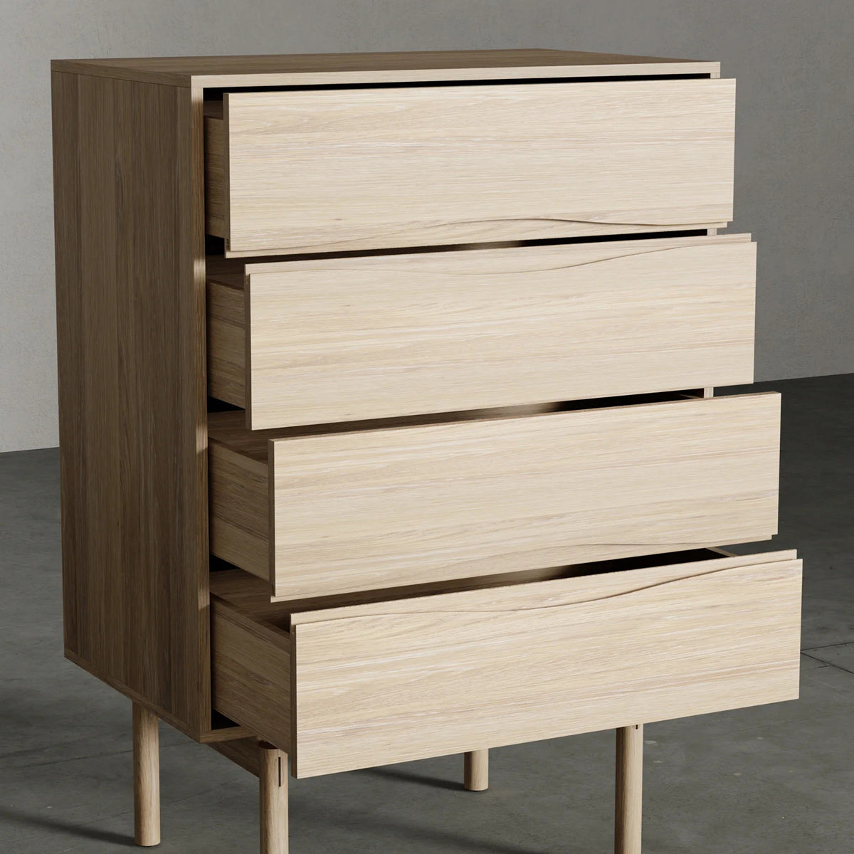 Calder Chest by Viesso, showing closeup view of calder chest in live shot.