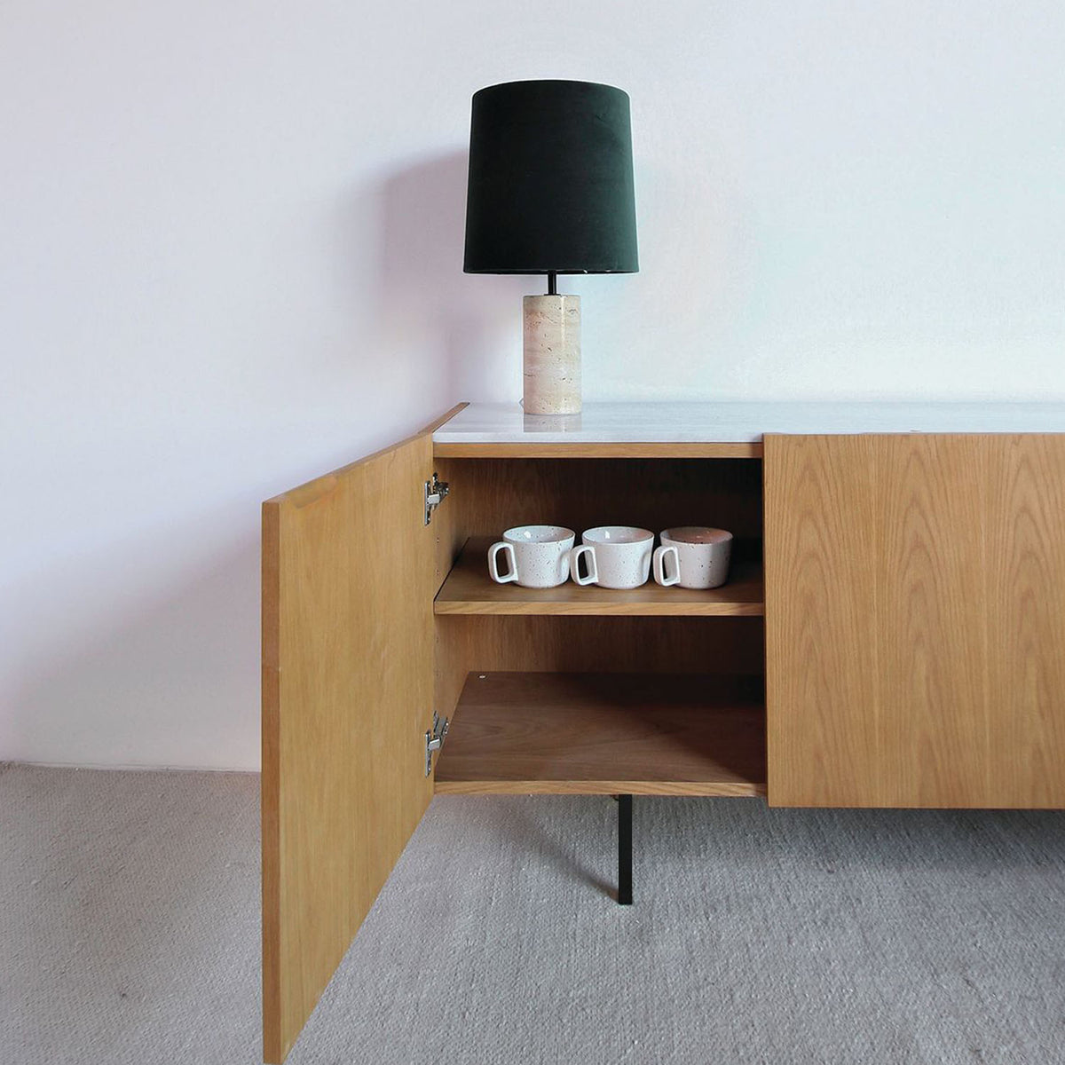 Calvin Buffet by Mobital, showing open view of calvin buffet in live shot.