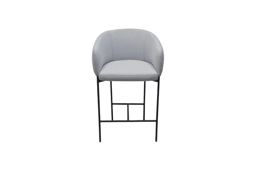 Camarosa Bar Stool by Kollektiff, showing front view of camarosa bar stool in graphite black ral 9011/com/col group.