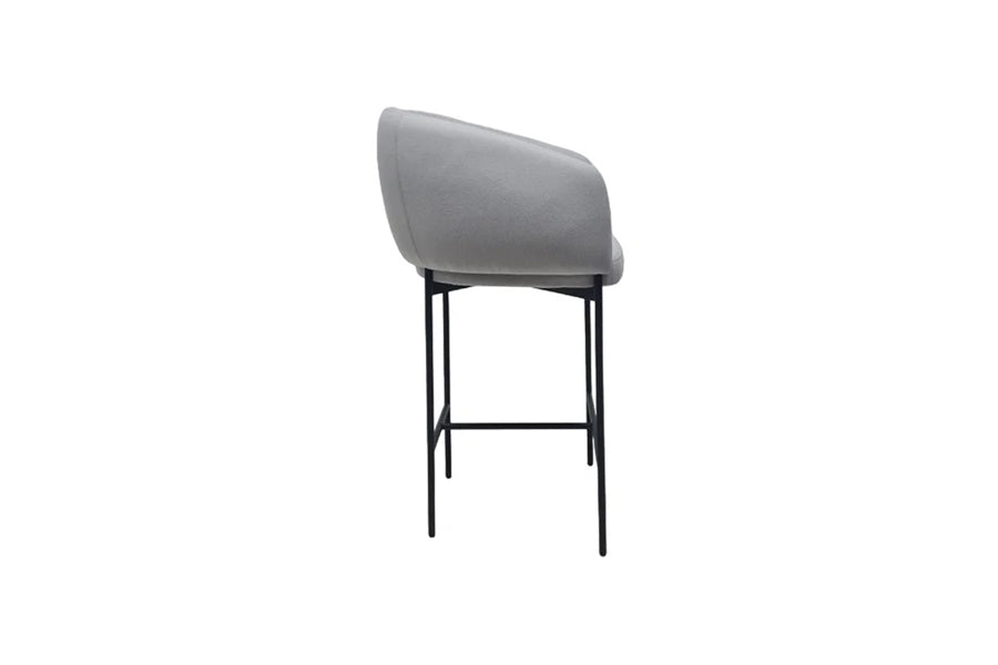Camarosa Counter Stool by Kollektiff, showing side view of camarosa counter stool in graphite black ral 9011/com/col group.