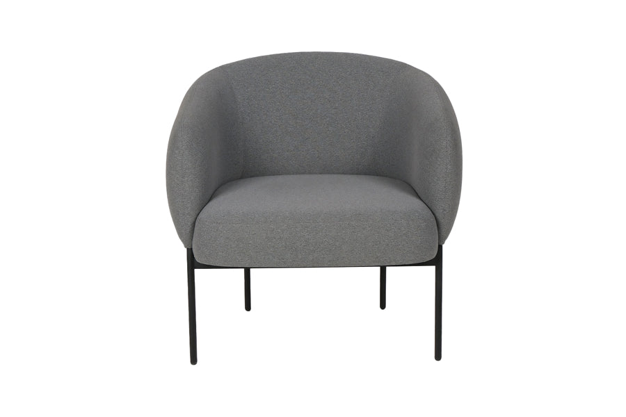 Camarosa Lounge Chair by Kollektiff, showing front view of camarosa lounge chair in graphite black ral 9011/com/col group.