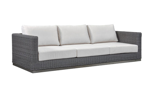 Camp Cove Sofa by Harbour - 3-Seater, Grey Wicker, Blanco Panama.