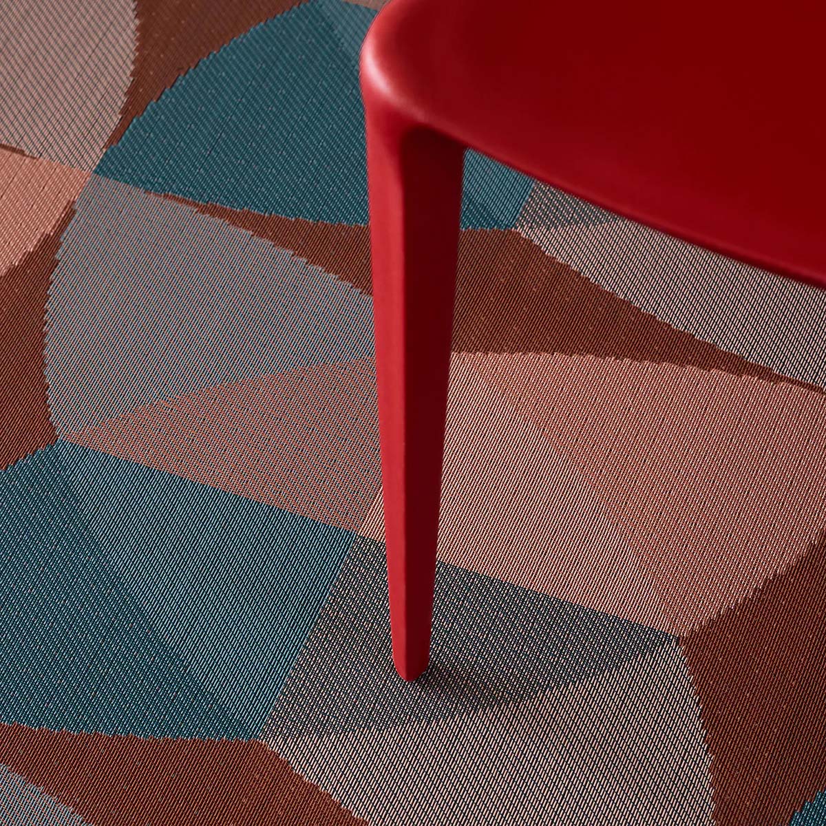 Canopy Woven Floor Rug by Chilewich, showing closeup view of canopy woven floor rug in live shot.