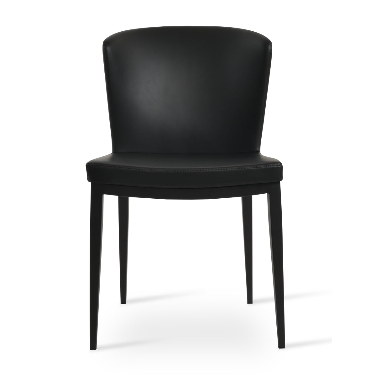 Capri MW Dining Chair by SohoConcept, showing front view of capri mw dining chair in black powder steel/black ppm.