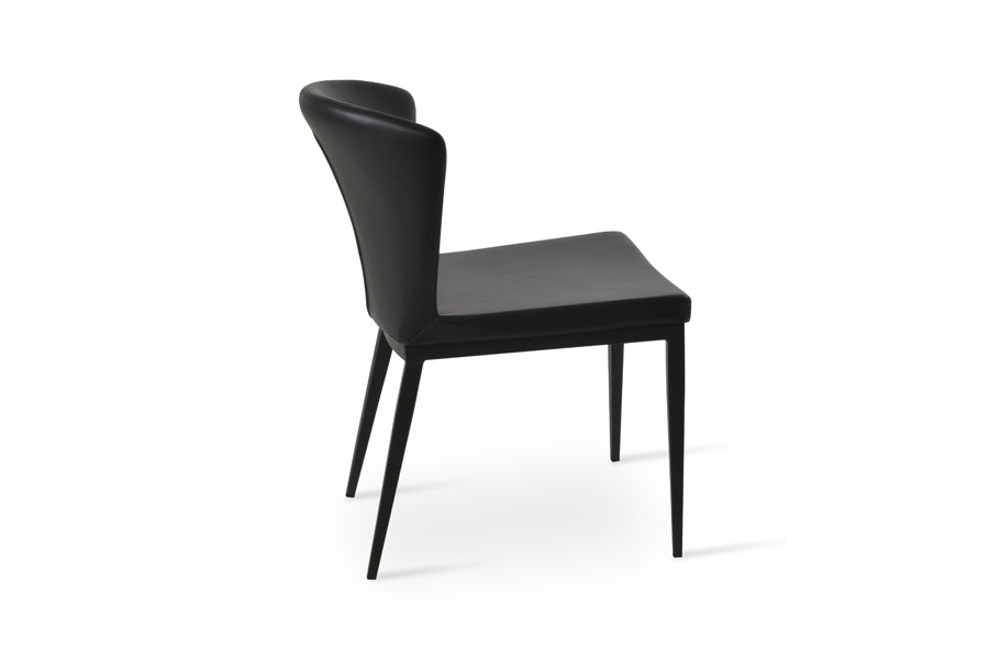 Capri MW Dining Chair by SohoConcept, showing side view of capri mw dining chair in black powder steel/black ppm.