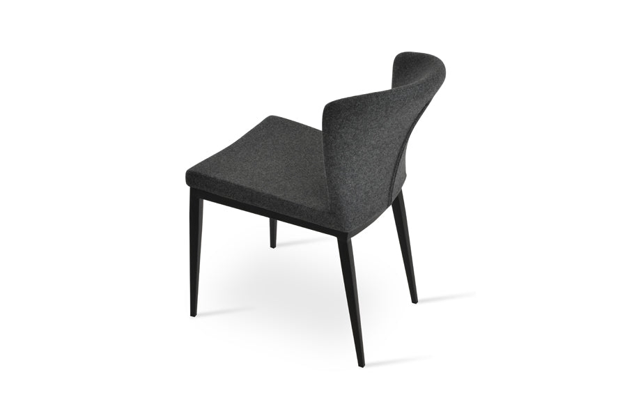 Capri MW Dining Chair by SohoConcept, showing back view of capri mw dining chair in black powder steel/camira blazer dark grey wool.