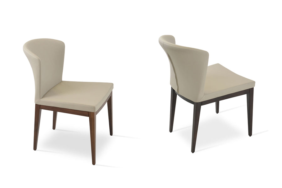 Capri Wood Dining Chair by SohoConcept, showing angle/back view of capri wood dining chairs in original american walnut wood/bone ppm & beech wenge wood/bone ppm.