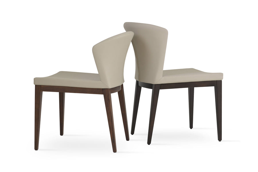 Capri Wood Dining Chair by SohoConcept, showing side view of capri wood dining chairs in original american walnut wood/bone ppm & beech wenge wood/bone ppm.