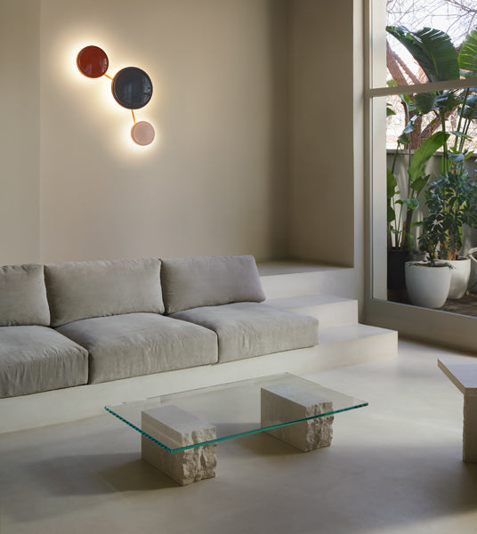 Caramel Wall Lamp by Marset, showing caramel wall lamps in live shot.