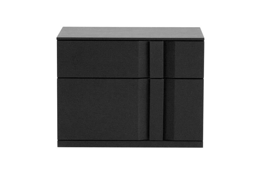 Carbon Night Table by Mobital, showing front view of carbon night table in black textured.