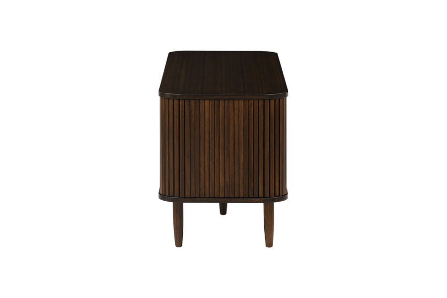 Carmel Console Table by Greenington, showing side view of carmel console table in black walnut.