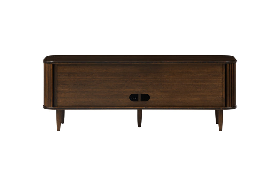 Carmel Console Table by Greenington, showing back view of carmel console table in black walnut.