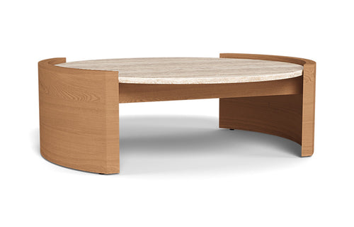 Catalina Coffee Table by Harbour - Natural Teak/Travertine Cream.