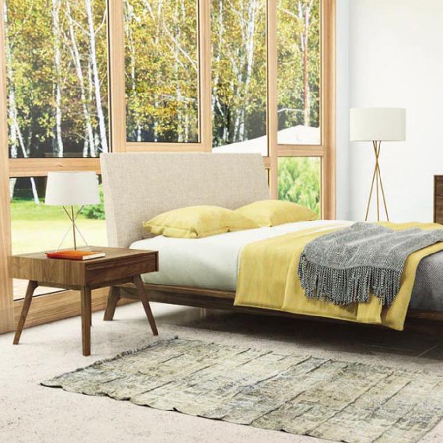 Catalina Nightstand by Copeland Furniture, showing catalina nightstand with bed in live shot.