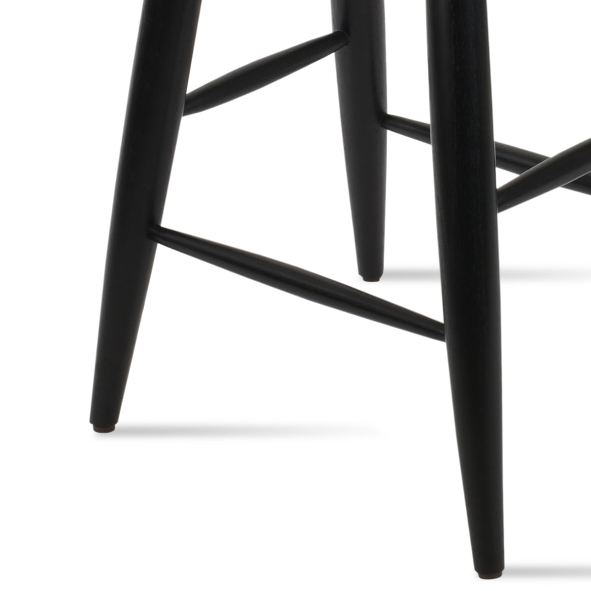 Cattelan Baba Stool by SohoConcept, showing closeup view of cattelan baba stool in teak wenge wood/black mindi wood.