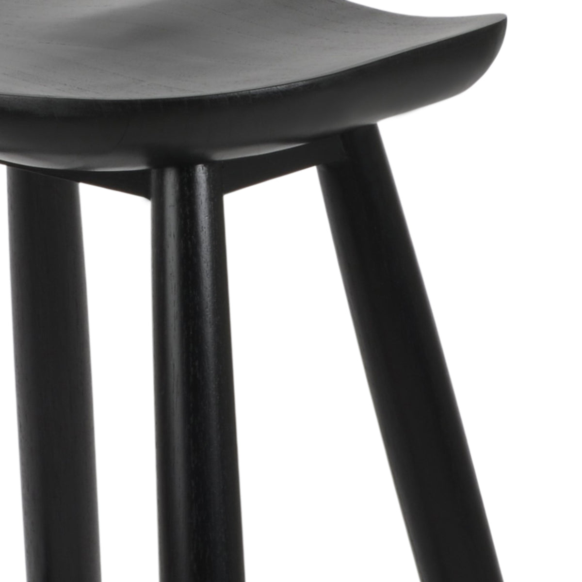 Cattelan Baba Stool by SohoConcept, showing closeup view of cattelan baba stool in teak wenge wood/black mindi wood.