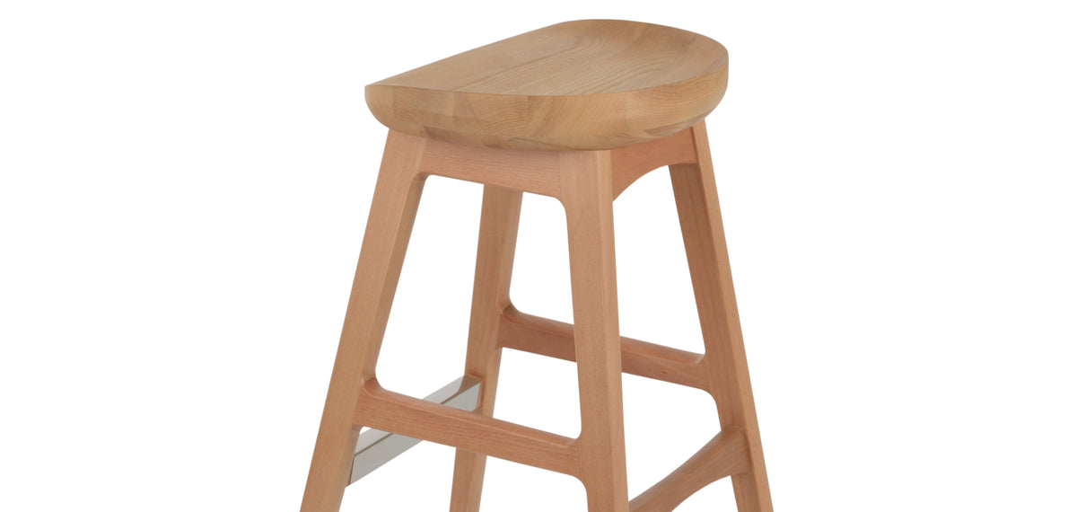 Cattelan PR-Wood Stool by SohoConcept, showing closeup view of cattelan pr-wood stool in beech natural wood/natural ash wood.