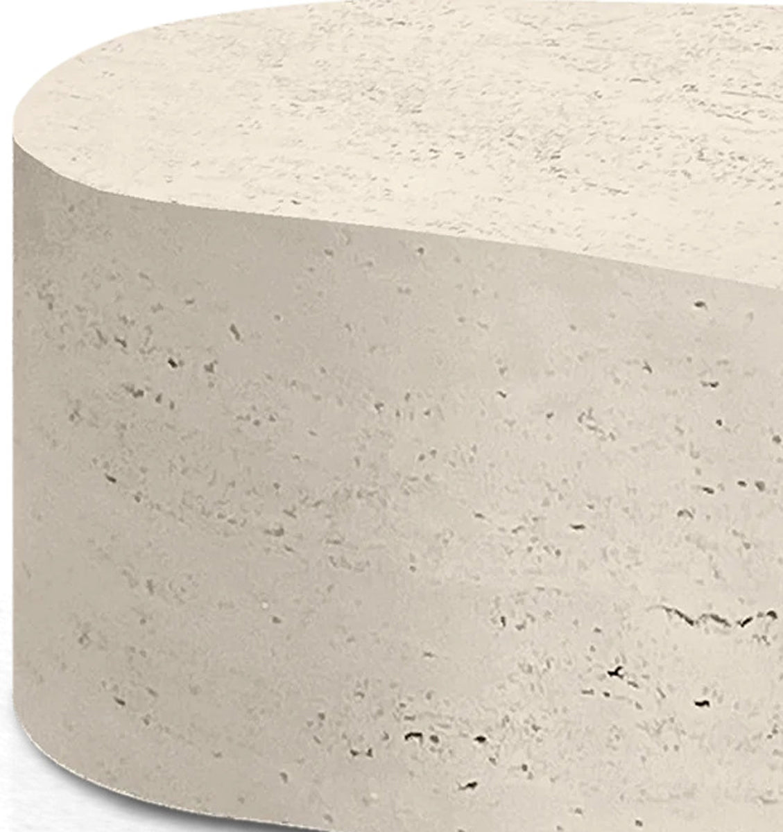 Cavora Outdoor Coffee Table by Viesso, showing closeup view of cavora outdoor coffee table in shell aluminum finish.