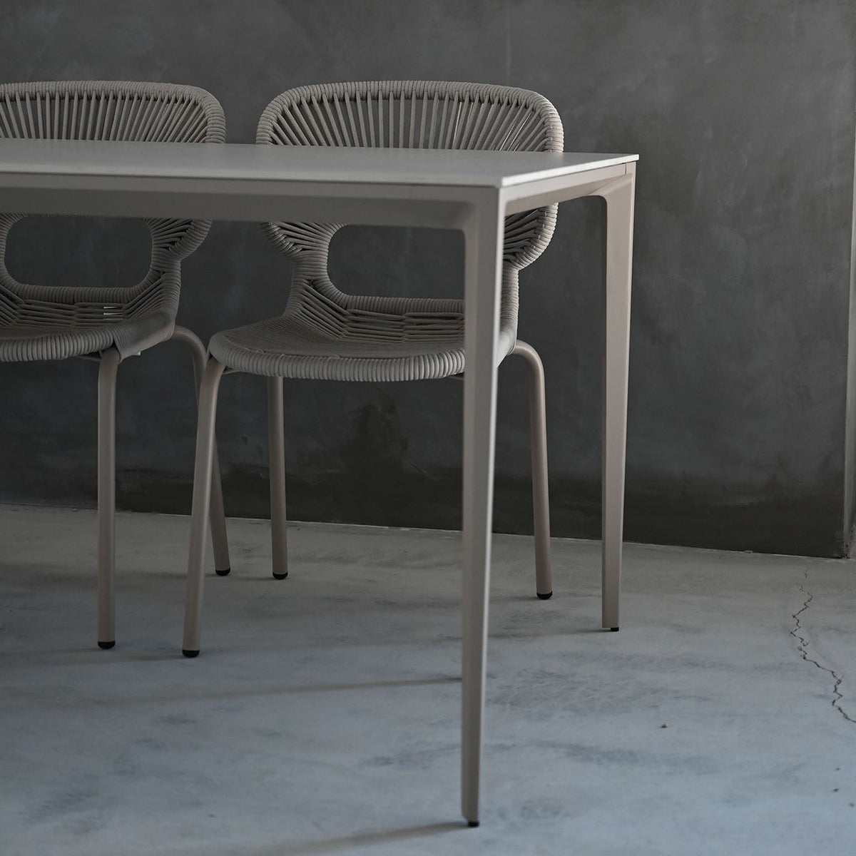 Cayman Dining Table by Mobital, showing closeup view of cayman dining table.