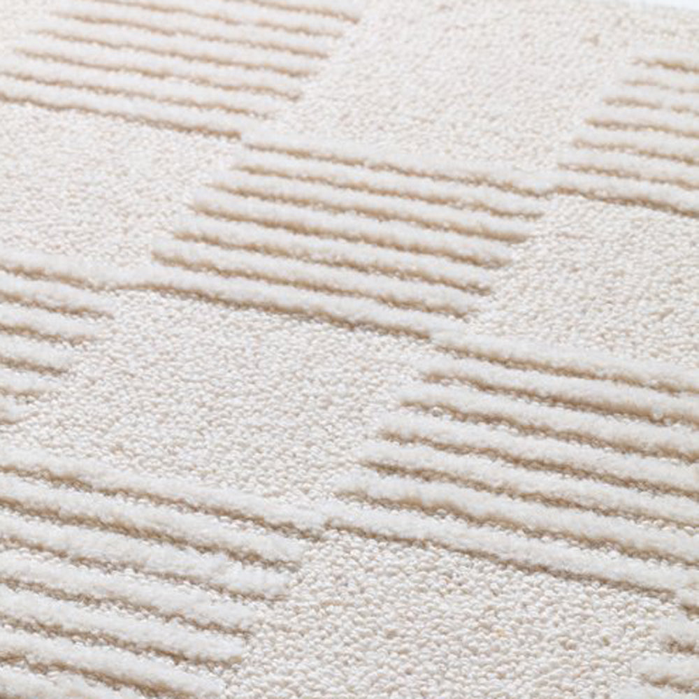 Check Woven Rug by Ligne Pure, showing closeup view of check woven rug.