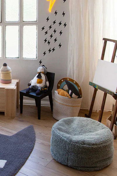 Chill Pouf by Lorena Canals, showing chill pouf in live shot.