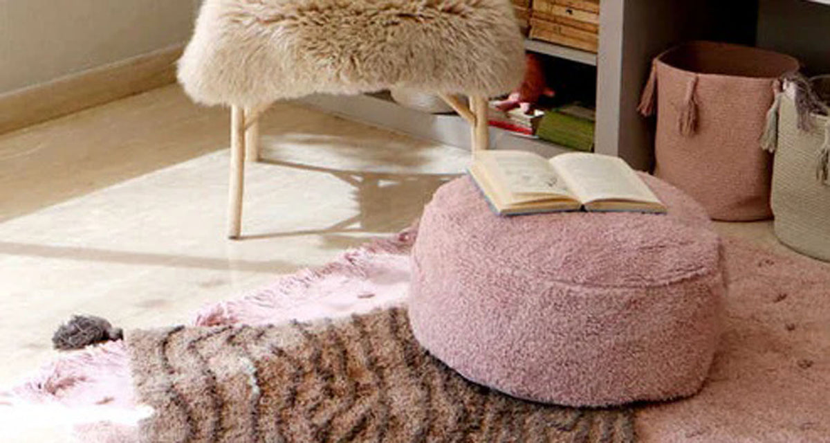 Chill Pouf by Lorena Canals, showing chill pouf in live shot.