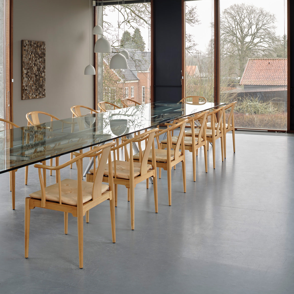 China Chair by Fritz Hansen, showing china chairs in live shot.