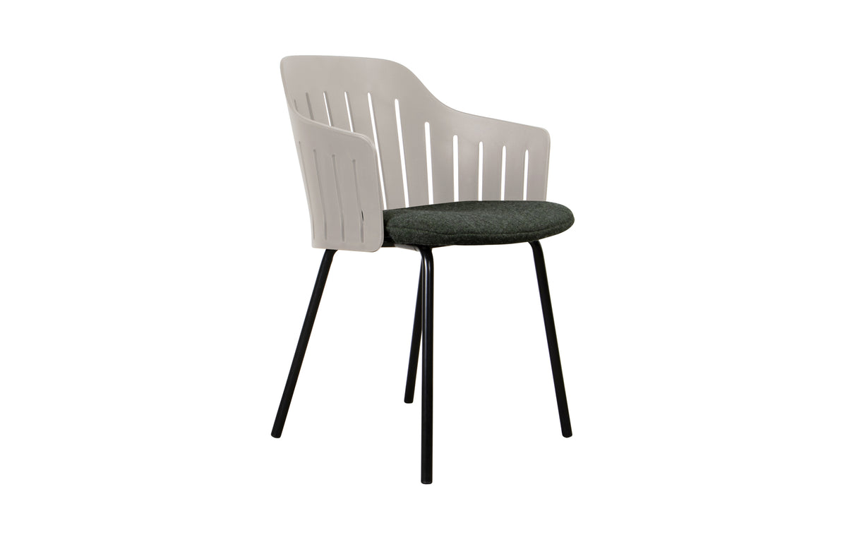Choice 4 Legs Black Steel Chair by Cane-Line - Taupe PP, Dark Green Zen Seat.