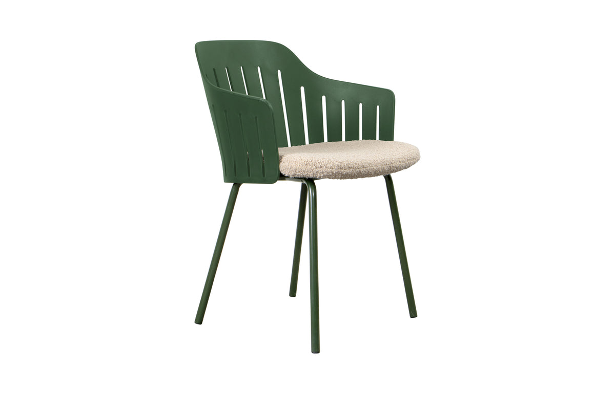 Choice 4 Legs Dark Green Steel Chair by Cane-Line - Dark Green PP, Light Brown Scent Seat.