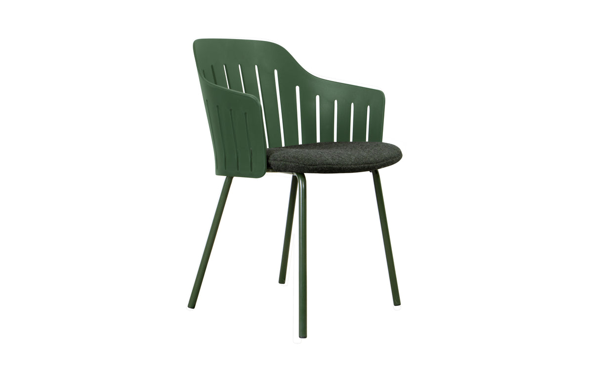 Choice 4 Legs Dark Green Steel Chair by Cane-Line - Dark Green PP, Dark Green Zen Seat.